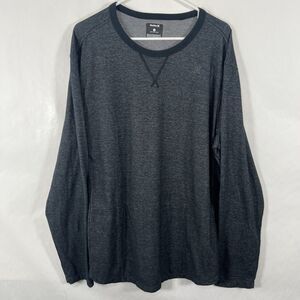 Hurley Crew Neck Sweater Mens Size XL Dark Gray Black Accents Cotton Poly Blend